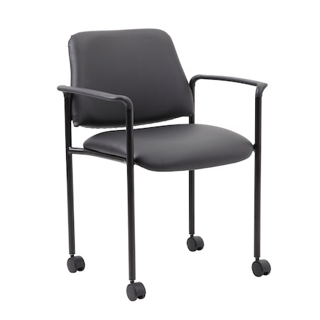 Boss Square Back Diamond Stacking Chair with Arm In Black Caressoft B9503R-CS